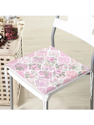 Rem Home Remhome Pudra Çiçekler Temalı Fermuarlı Sandalye Minderi