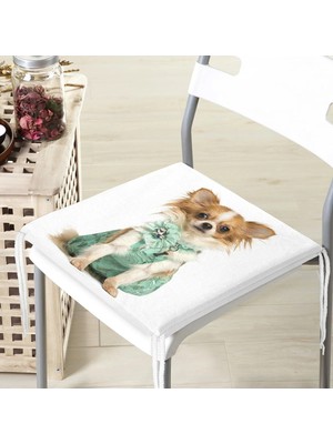 Rem Home Remhome Sevimli Köpek Dijital Baskılı Modern Fermuarlı Sandalye Minderi