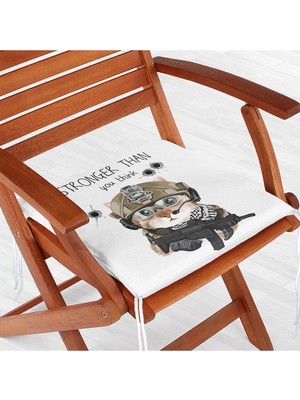 Rem Home Remhome Stronger Than You Think Cat Modern Fermuarlı Sandalye Minderi