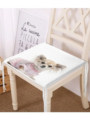 Rem Home Remhome Sevimli Köpek Desenli Dijital Baskılı Modern Fermuarlı Sandalye Minderi