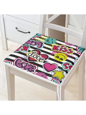 Rem Home Remhome Kiss Love Pop Art Tasarımlı Dijital Baskılı Modern Fermuarlı Sandalye Minderi