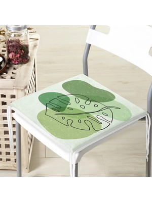 Rem Home Remhome Renkli Zeminde Yaprak Motifli Dijital Baskılı Modern Fermuarlı Sandalye Minderi