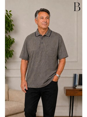 BURSPA Rahat Kesim Battal Büyük Beden Erkek Baba Kahverengi T-Shirt
