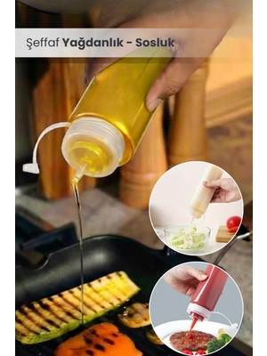 Orvila Master Chef 700ML Sızdırmaz Kapaklı Şeffaf Yağdanlık Sirke Ketçap Mayonez Sosluk