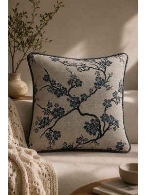 Needle Sakura Mavi Kırlent Kılıfı (45X45)