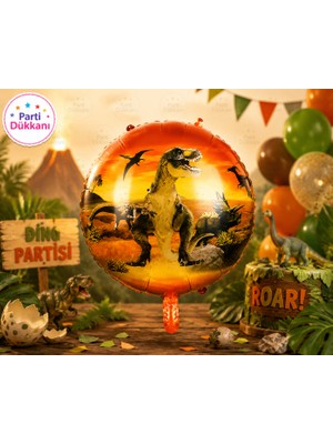 Parti Dükkanı Dinozor Temalı Folyo Balon 18 Inç 45 cm Helyum Uyumlu Dinozor Doğum Günü Parti Balonu Jurassic Parti Süsü