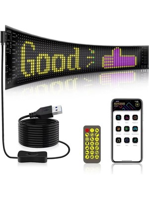 Fırsattan LED Ekran Matrix Panel Cama Yapışan En Büyük Boy 16X96 Telefon App Kontrol Digital Araba Yazısı