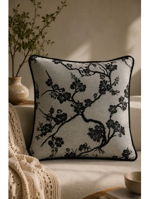 Needle Sakura Siyah Kırlent Kılıfı (45X45)