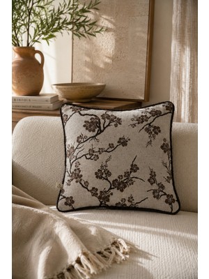 Needle Sakura Kahverengi Kırlent Kılıfı (45X45)