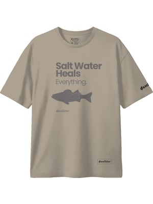 Balıkçılık Temalı Tişört - Salt Water Heals Everything