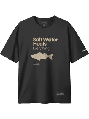 Balıkçılık Temalı Tişört - Salt Water Heals Everything