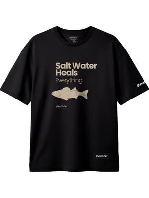 Balıkçılık Temalı Tişört - Salt Water Heals Everything