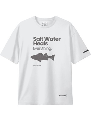 Balıkçılık Temalı Tişört - Salt Water Heals Everything