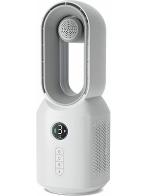 Hepu HP-F29 360° Döner Pervanesiz USB Şarjlı Masaüstü Fan Bluetooth Hoparlörlü LED Gece Lambalı Dijital Ekranlı 4000MAH