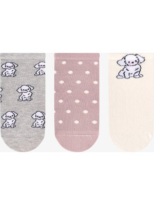 Penti Gri Gül Little Puppy Pamuklu 3 Çift Patik Çorap