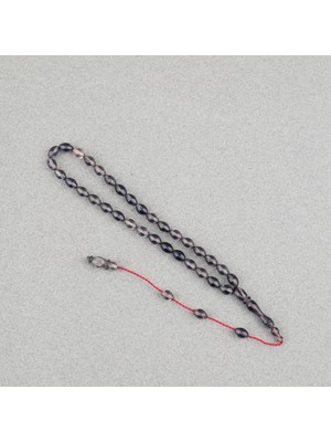 Lapisdo Sıkma Kehribar Beyzi Kesim Sistemli Bilek Boy 5X8MM Tesbih Gri