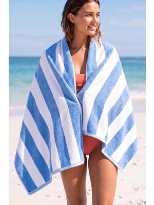 Xjim %100 Pamuk Büyük Boy Yumuşak Hızlı Kuruyan Çizgili Plaj Deniz Banyo Havlusu Unisex 75X150