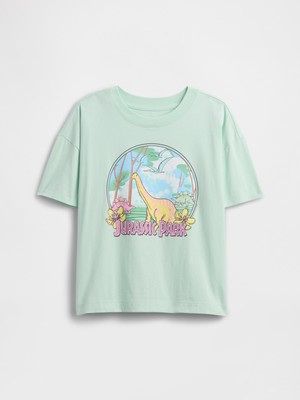 Gap Kız Çocuk Yeşil Jurassic Park Grafik Baskılı T-Shirt