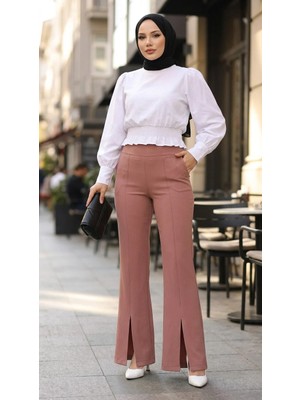 Missvalle Yırtmaçlı Ispanyol Paça Pantolon Lila 6089
