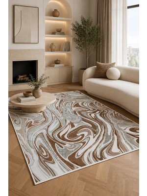 Pelura Halı Modern Soyut Desen Baskılı Yıkanabilir Kaymaz Salon Oturma Odası Hol Antre Halısı Yolluk