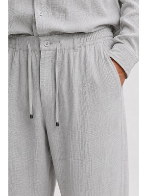 Etikmen Gri Regular Fit Müslin Pantolon