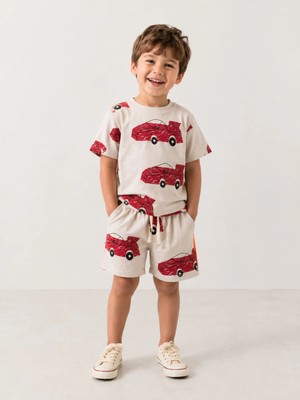 DoaMini Erkek Çocuk Pamuklu Baskılı T-Shirt ve Şort Takım