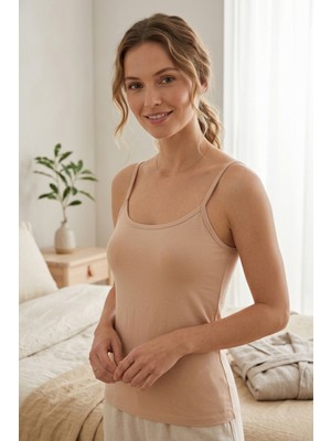 Mataş Kadın Pamuklu Ip Askılı Slim Fit Yuvarlak Yaka Atlet