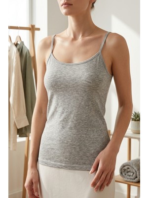 Mataş Kadın Pamuklu Ip Askılı Slim Fit Yuvarlak Yaka Atlet
