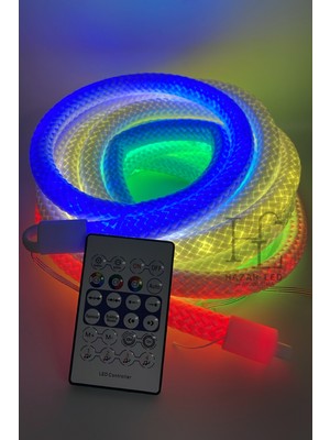Hazar Led 5 Volt USB Girişli 360 Derece Rgb-Ic Pixel Neon Şerit LED Bluetooth ve Rf Kumandalı 5m