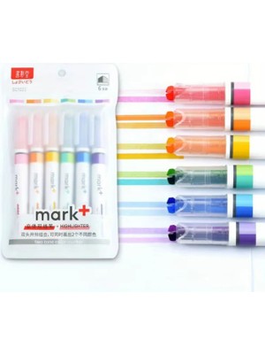 zufigo 12 Renk Çift Uç Fosforlu Kalem Seti Pastel Highlighter Marker 6'lı