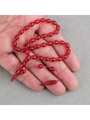Lapisdo Ateş Kehribar Beyzi Kesim Sistemli Bilek Boy 5X8MM Tesbih Kırmızı