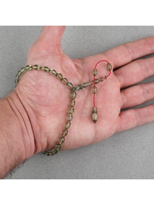 Lapisdo Ateş Kehribar Beyzi Kesim Sistemli Bilek Boy 5X8MM Tesbih Su Yeşili