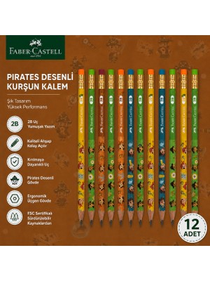 Danacı Kırtasiye Faber-Castell Pirates Desenli Kurşun Kalem 12 Adet 2b Yuvarlak Gövde