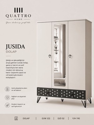 Quattro Home Jusida Dolap Aynalı Modern Gardırop