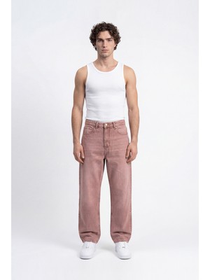 Machinist Clothing Erkek Relaxed Baggy Jean Pantolon Vişne