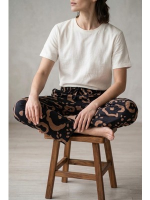 Kadın Büyük Beden Sandy Kumaş Desenli Pijama Altı 1xl-5xl Beli Lastikli Ipli Rahat Kesim Battal Boy Ev Giyim