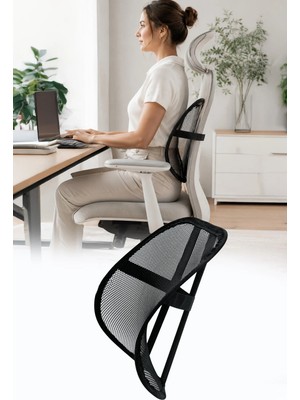 Omilife Ortopedik Bel Destek Yastığı Ofis Sandalyesi Bel Desteği Ergonomik Fileli Terletmeyen Kamburluk Önleyici Bel Minderi