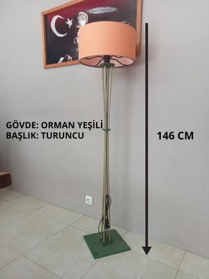 Balsa Dekor Turuncu Başlık- Ahşap Lambader- Köşe Aydınlatma- Orman Yeşili