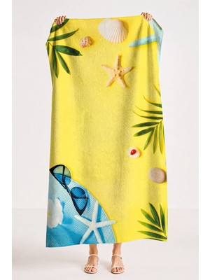Xjim Yumuşak Dokulu Dijital Baskılı %100 Pamuk Unisex Plaj Havlusu 75X150 Hızlı Kuruyan Deniz Havlusu