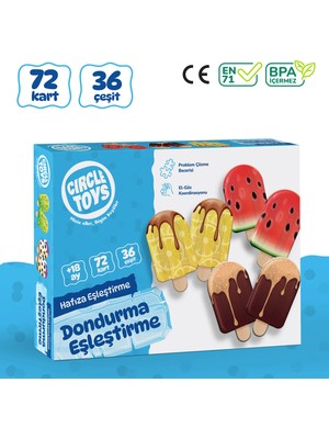 Circle Toys Dondurma Eşleştirme Oyunu 72 Kart ile 2-7 Yaş Arası Çocuklar için Hafıza Geliştirici