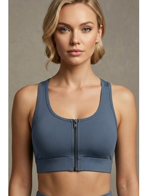 Mataş Kadın Ön Fermuarlı Pedli Toparlayıcı Destekli Sporcu Sütyeni Bralette