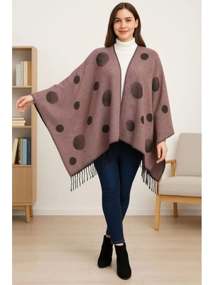 ALDAIYR Kadın Kışlık Çift Taraflı Panço Omuz 140X140