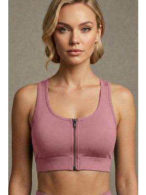 Mataş Kadın Ön Fermuarlı Pedli Toparlayıcı Destekli Sporcu Sütyeni Bralette