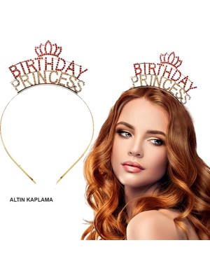 AyrStore Birthday Princess Kristal Taç – Altın Kaplama