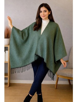 ALDAIYR Kadın Kışlık Çift Taraflı Panço Omuz 140X140