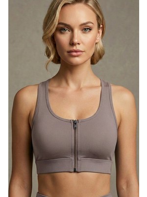 Mataş Kadın Ön Fermuarlı Pedli Toparlayıcı Destekli Sporcu Sütyeni Bralette