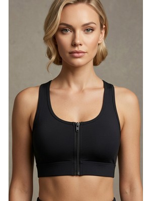 Mataş Kadın Ön Fermuarlı Pedli Toparlayıcı Destekli Sporcu Sütyeni Bralette