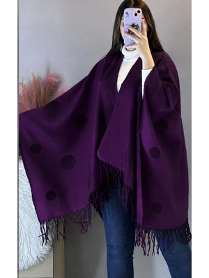 ALDAIYR Kadın Kışlık Çift Taraflı Panço Omuz 140X140