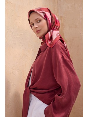 Belli Twill Ipek Eşarp Bordo, Kırmızı, Fuşya, Pudra