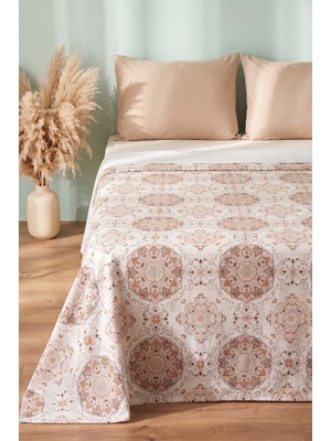 Vizon Mandala Desenli Çift Kişilik Baskılı Pike & Yatak Örtüsü 200X230 cm